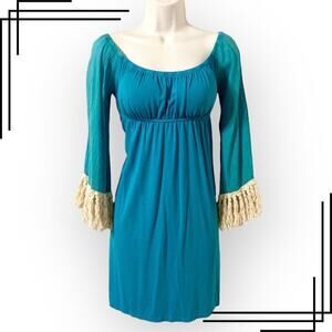 VaVa by Joy Han Women's M Aqua Blue Dress with Fringe